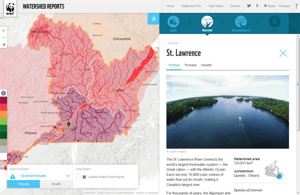 WWF's Watershed Reports website