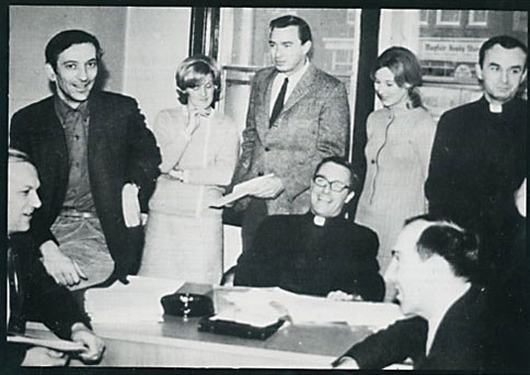 Father O’Brien (seated, centre) and members of Loyola College’s Communication Arts program 