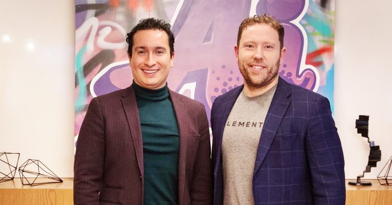 John Molson School of Business student Cristian Pulido (left) with Jean-François Gagné, co-founder and CEO of Element AI.
