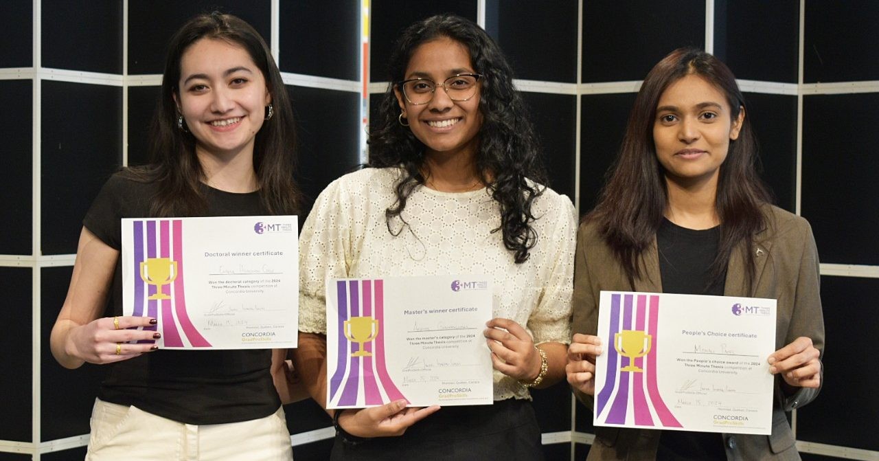Emma Hsiaowen Chen, Angelika Gnanapragasam and Monali Patel with their awards
