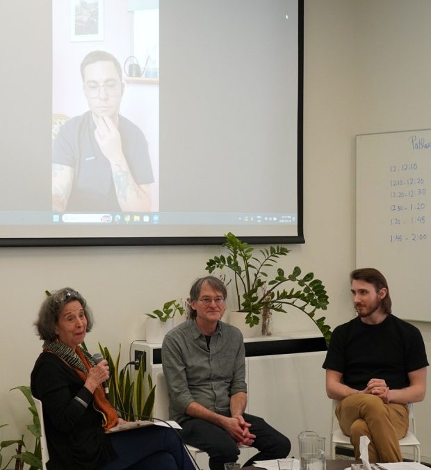4 people speaking at SHIFT event, one of whom is tuning in virtually