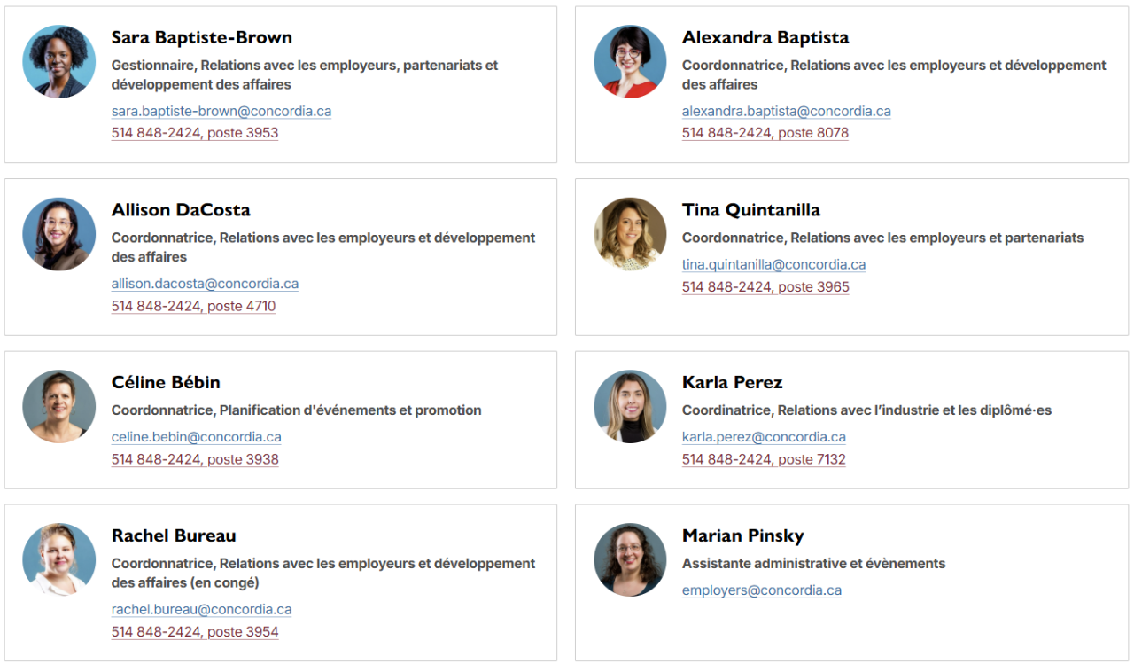 Membres de l'équipe d'engagement des employeurs
