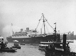 MS St. Louis in its home port of Hamburg.