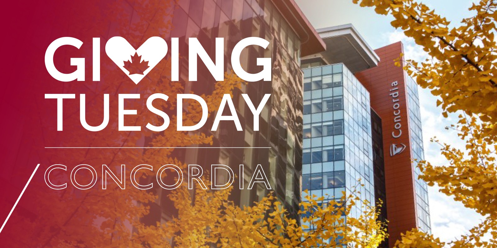 Giving Tuesday logo superimposed on image of SGW campus