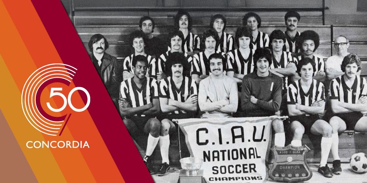 The yearbook photo of the 1976 championship soccer team