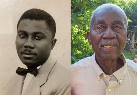 Two portraits of Clement: one as a young man and one in his older years before he died.