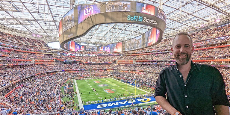 At Super Bowl LVI, PixMob provided 70,000 never-before-seen, NOVA-powered LED laminates to all live audience members 