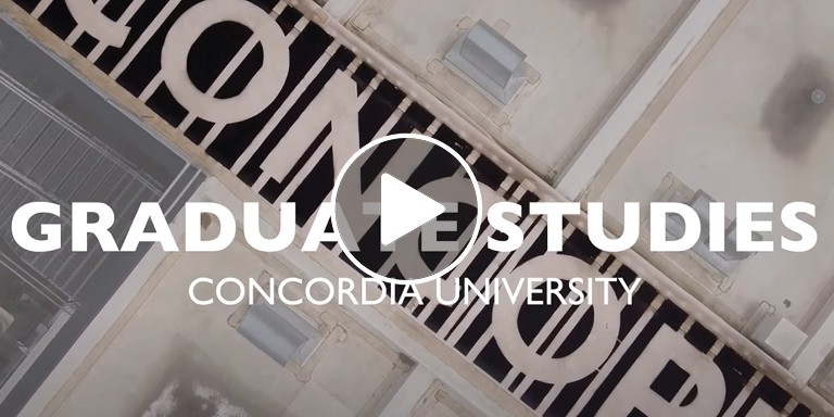 Image of the stop of a building with text Graduate Studies Concordia University 
