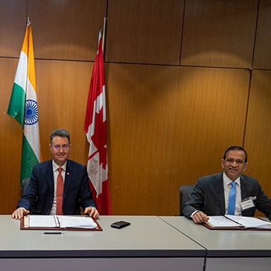 Mourad Debbabi, dean of the Gina Cody School, and Ajay Bisaria, High Commissioner of India to Canada