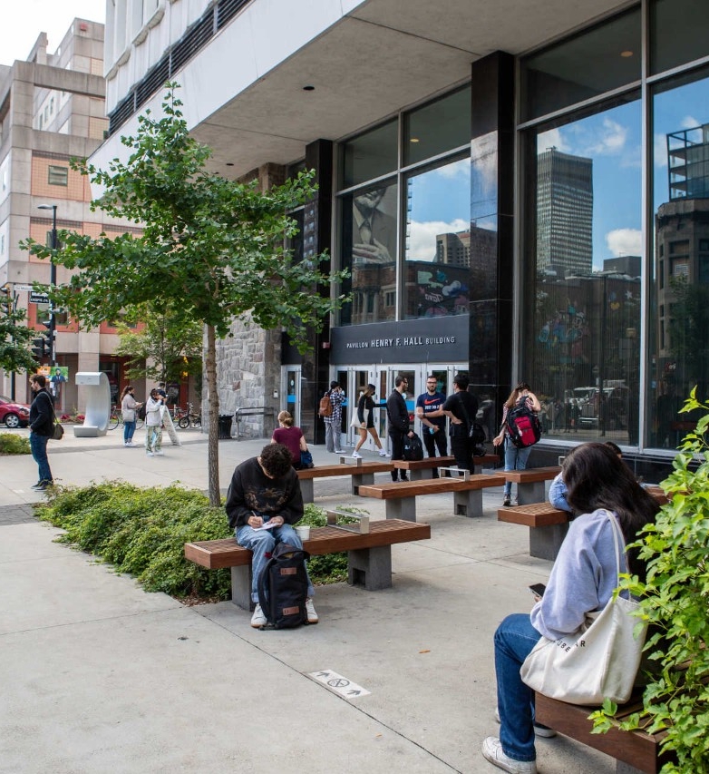 Exterior view of Bishop Street entrance of the Henry F. Hall Building