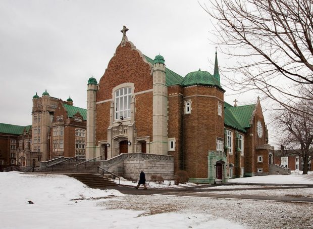 Loyola Chapel - exterior FC building, aka Loyola Chapel, exterior view in winter