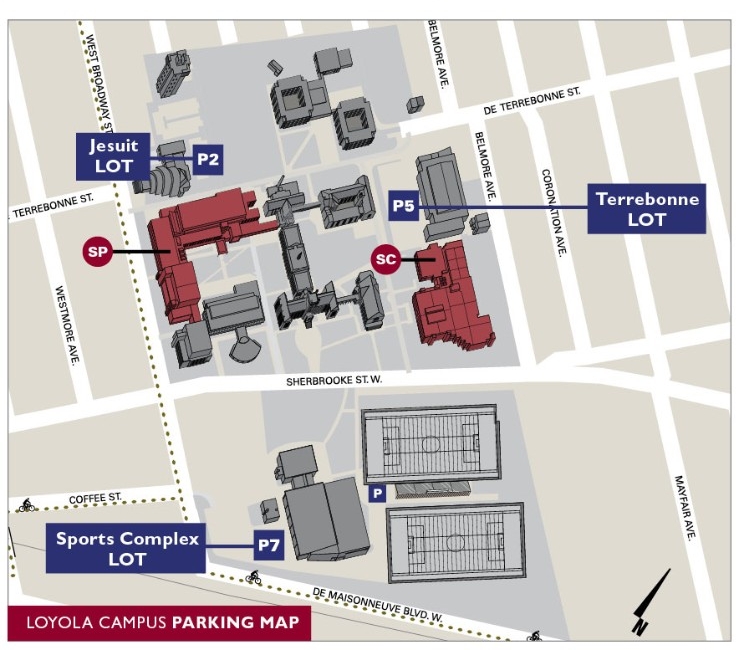 a graphic of the Loyola parking lot locations