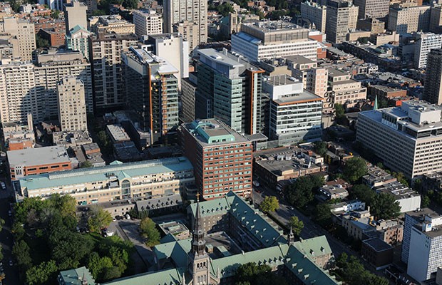 Aerial view of the Faubourg Tower