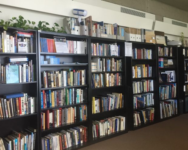 Bookcases at the Azrieli Institute library