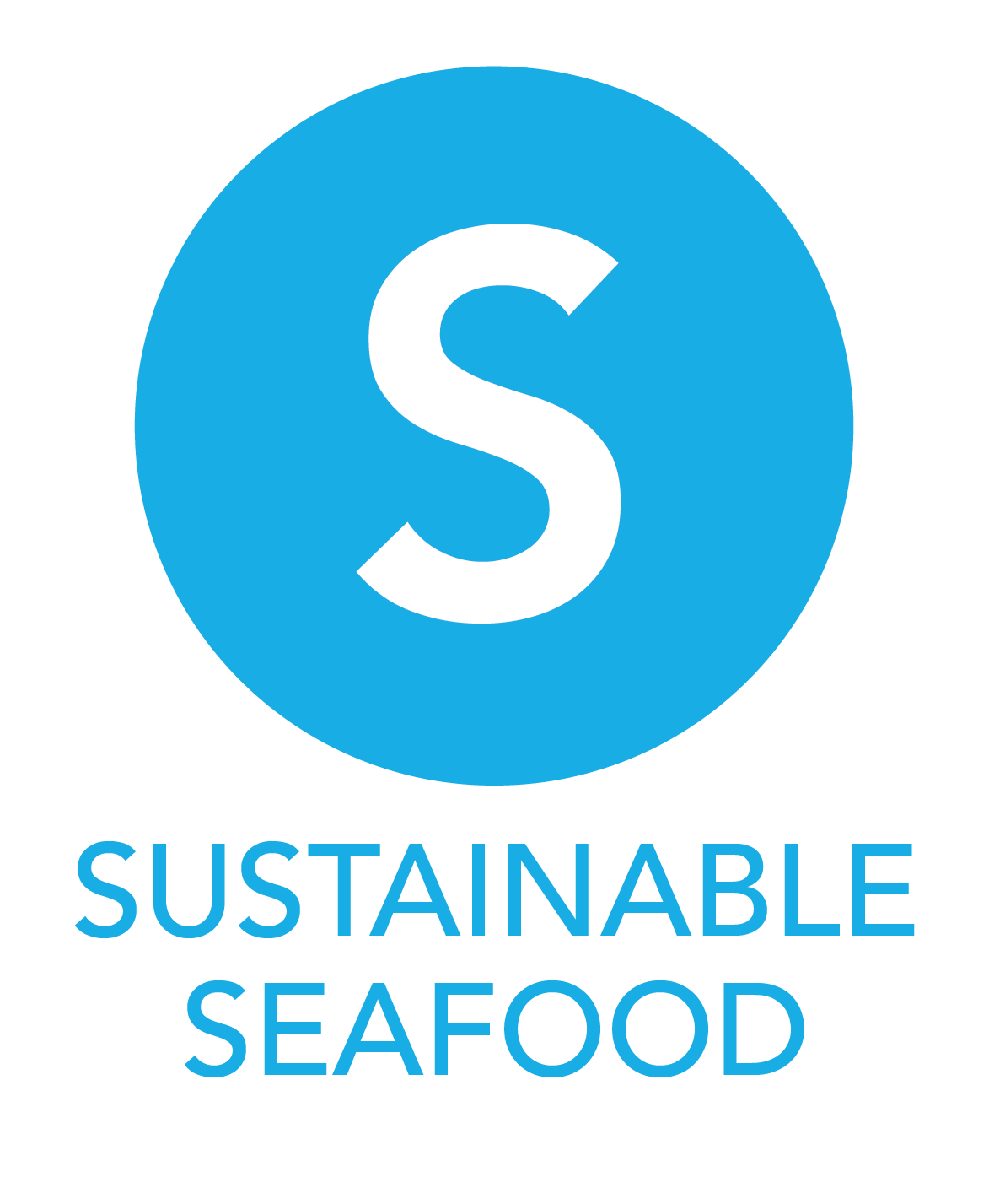 the letter "S" in a light blue circle, means "sustainable seafood"