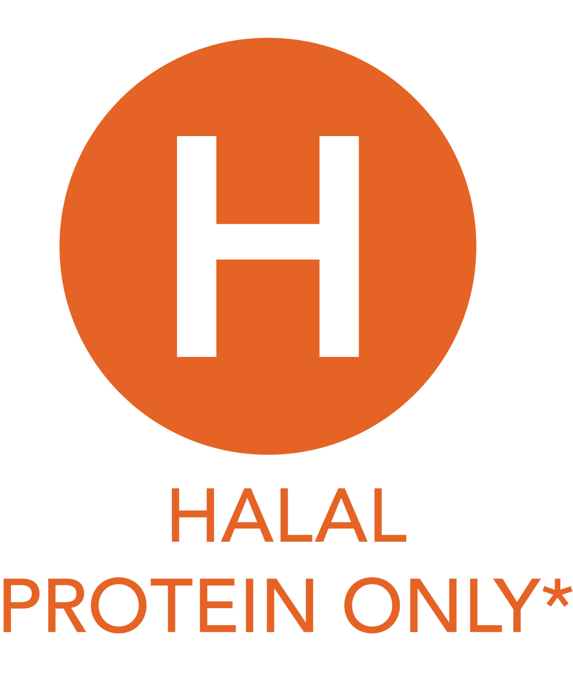the letter "H" in an orange circle, means "halal"