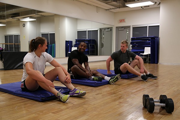 A group of students in a studio at Concordia's Le Gym