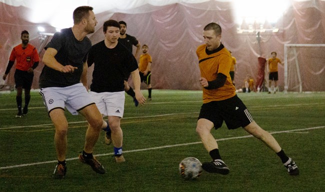 Intramural soccer match at the Stinger Dome in the Loyola campus