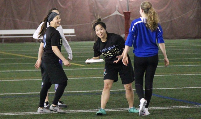 Participants enjoy an ultimate game at the Stinger Dome at the Loyola campus