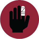 A drawing of a band aid on an index finger