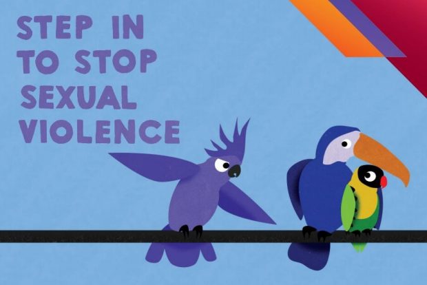 image text: step in to stop sexual violence