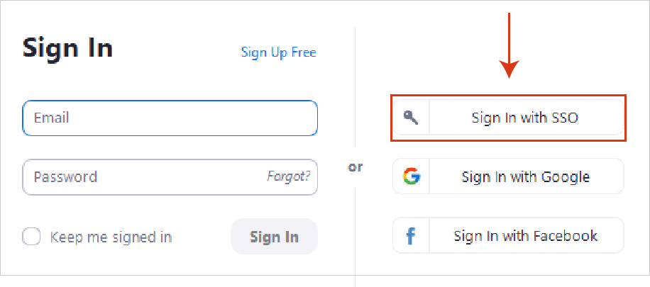 When signing in on Zoom client application, make sure to sign in with SSO