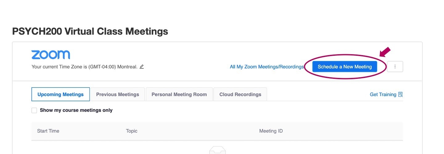 Zoom schedule a New Meeting