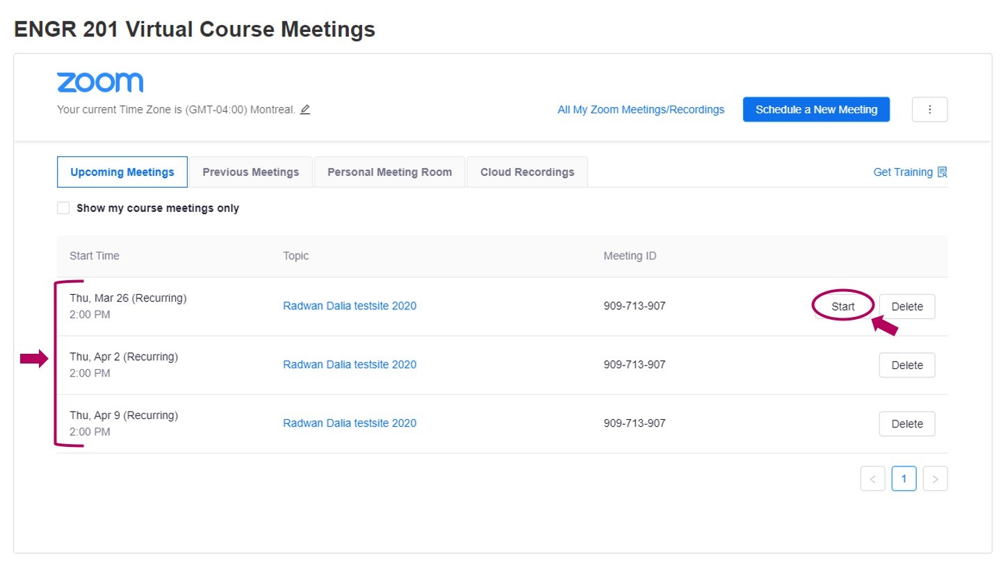Zoom Virtual Course Meetings
