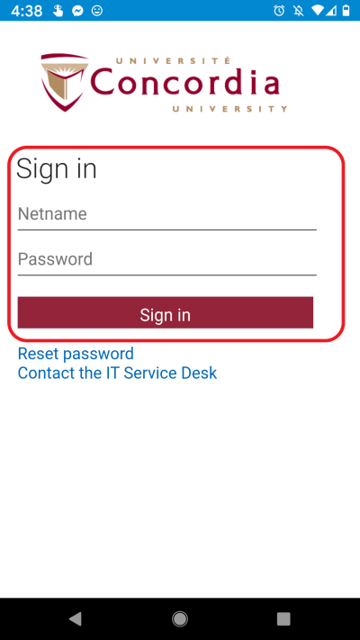 Enter your netname and password, and tap sign in.