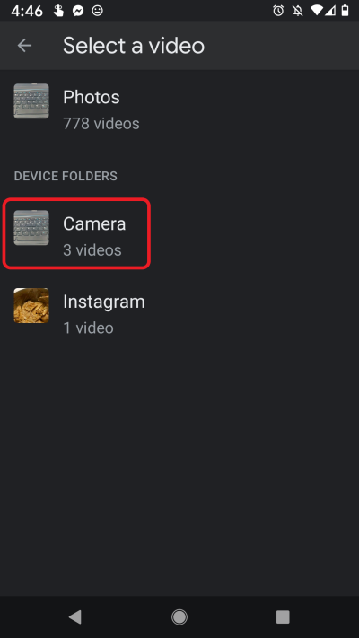 Select the folder where your video is saved.