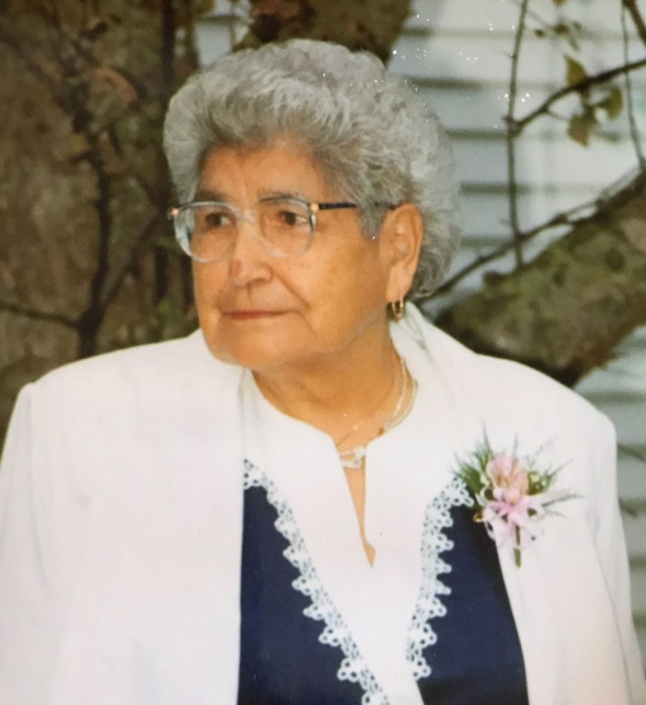 Mary Greyeyes (kôhkom) at 80 years old, photographed in 1993.
