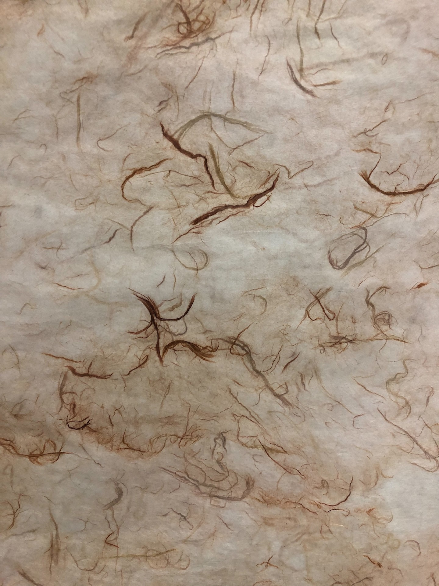 Detail of a sheet of Japanese paper with many fibers on the surface