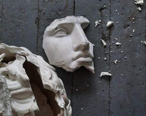 A Grecian statue that's been shattered