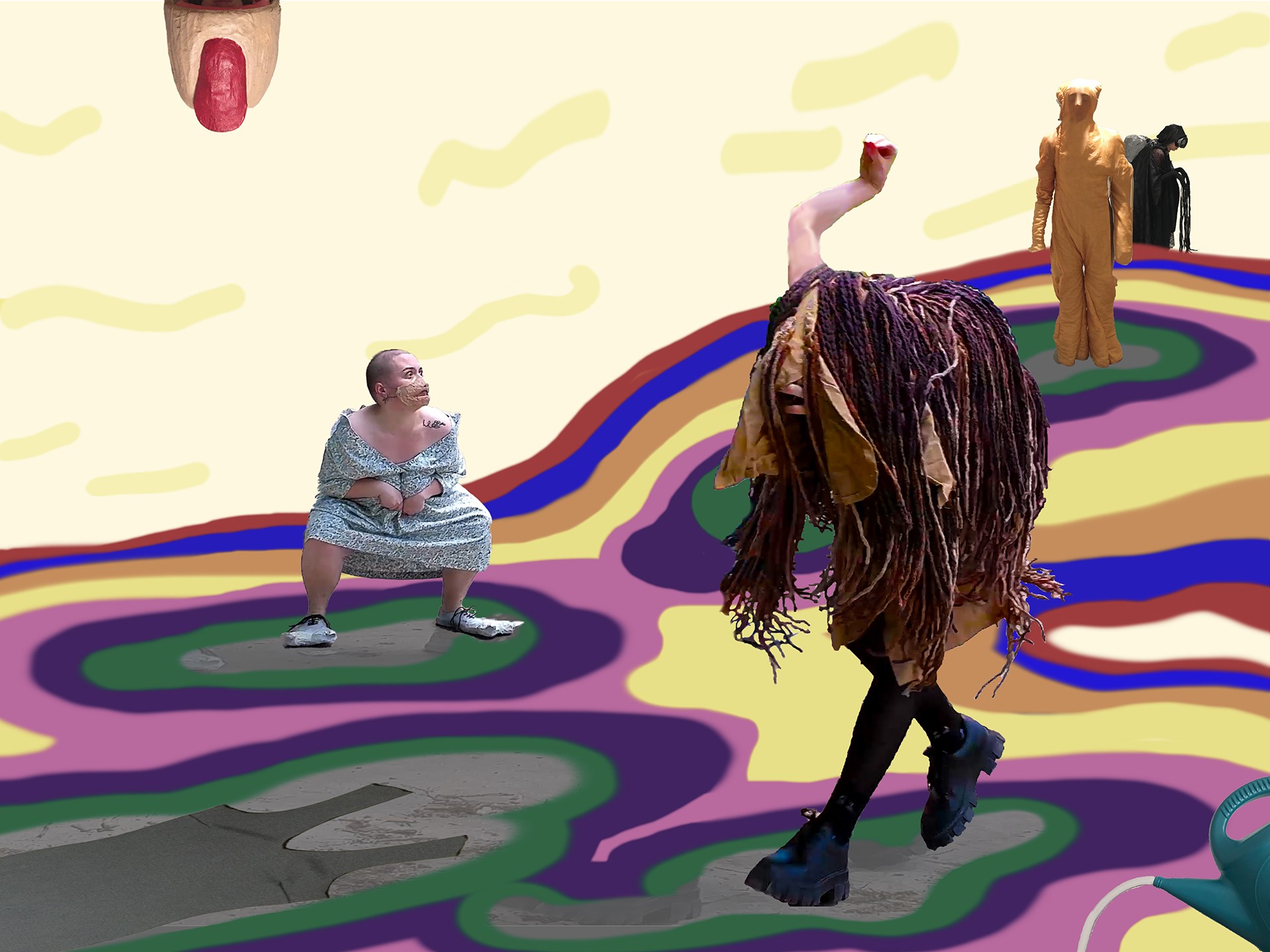 performance art: people pretending to be animals
