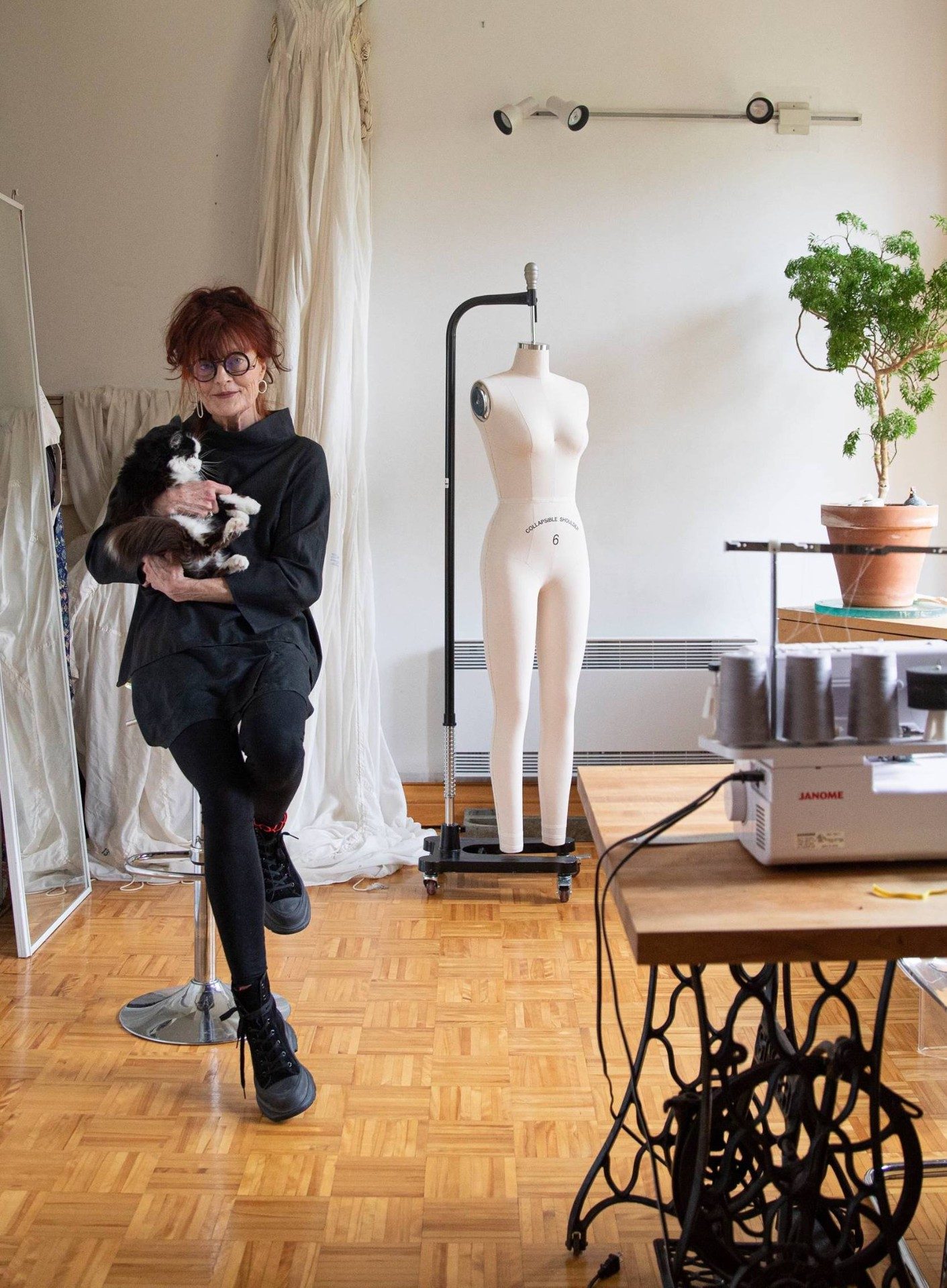 pk with cat in her studio pk with cat in her studio