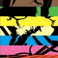 Multi-coloured graphic; detail from production poster