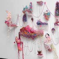 Close up photo of lamp, reclaimed wood, 3D-printed PLA