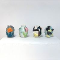 Close up photo of lamp, reclaimed wood, 3D-printed PLA