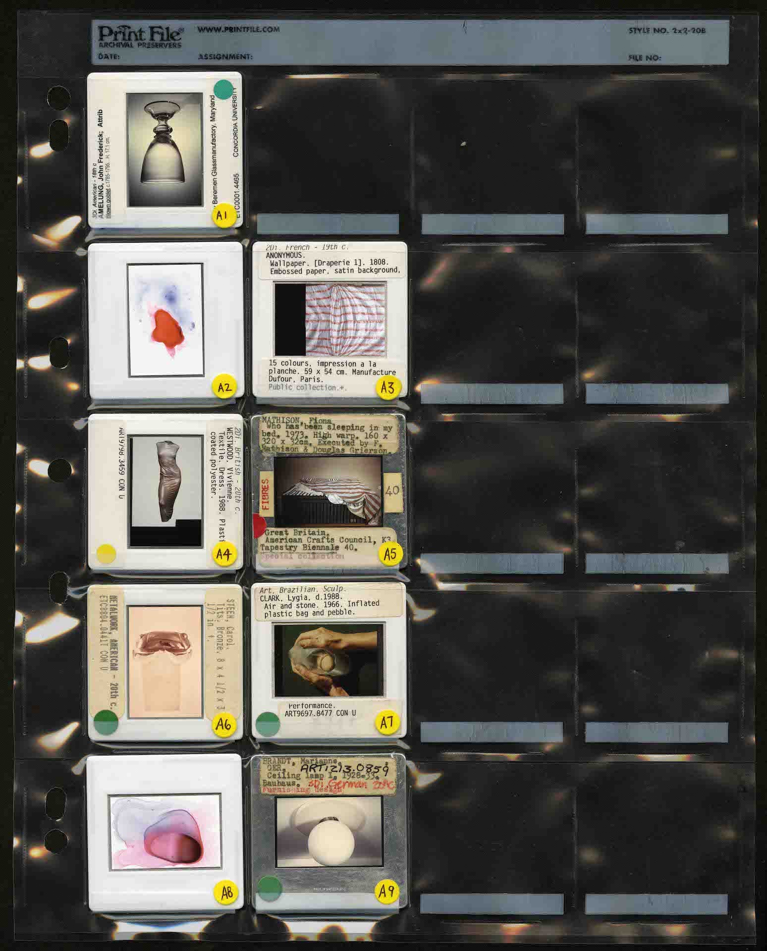 A scan of slides prepared by the Leisure collective from their project, Study for How one becomes what one is, 2018, mixed media