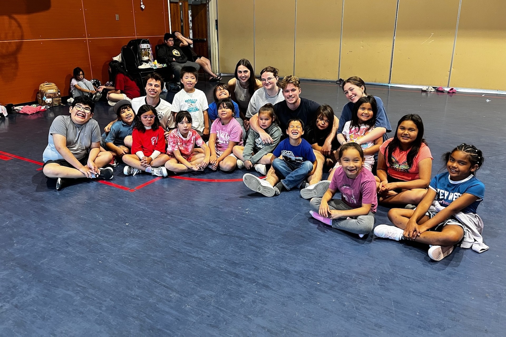 Space Concordia students pose with children from the Mistissini community