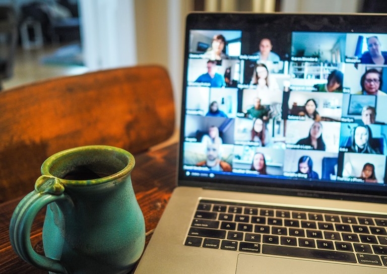 laptop screen displaying participants of a virtual event