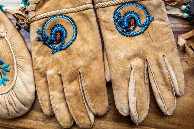 beaded leather gloves