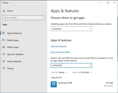 Search for apps using Windows
