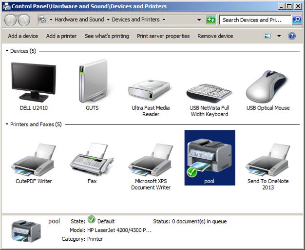 choose Devices and Printers in the Control Panel