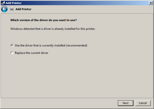 use the currently installed driver