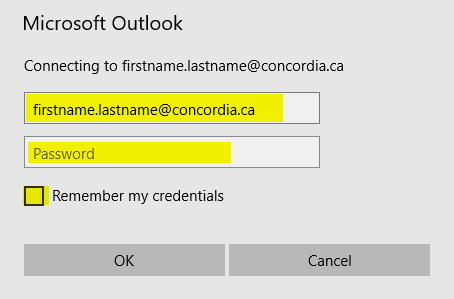 Outlook Reconfiguration