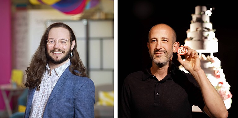 Diptych of two smiling men.
