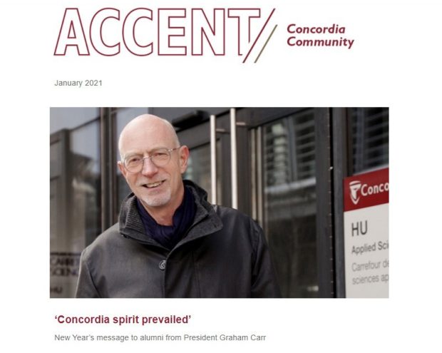 Screencap of Accent e-newsletter