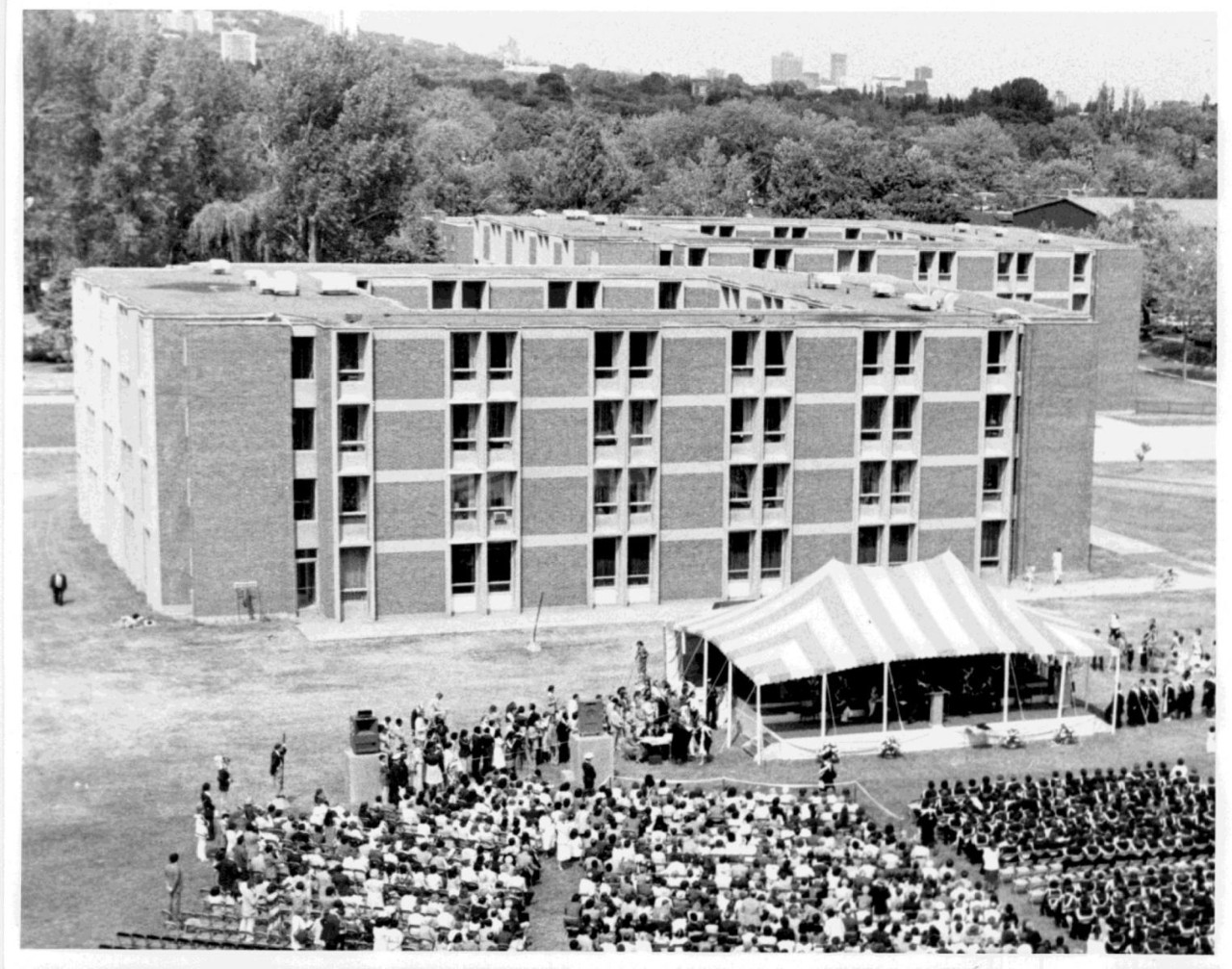 Graduation ceremonies outside Hingston Hall