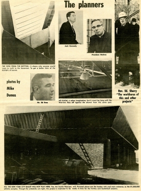 Newspaper clipping of engineers and architects responsible for the Sports Complex from Loyola News, 1966.
